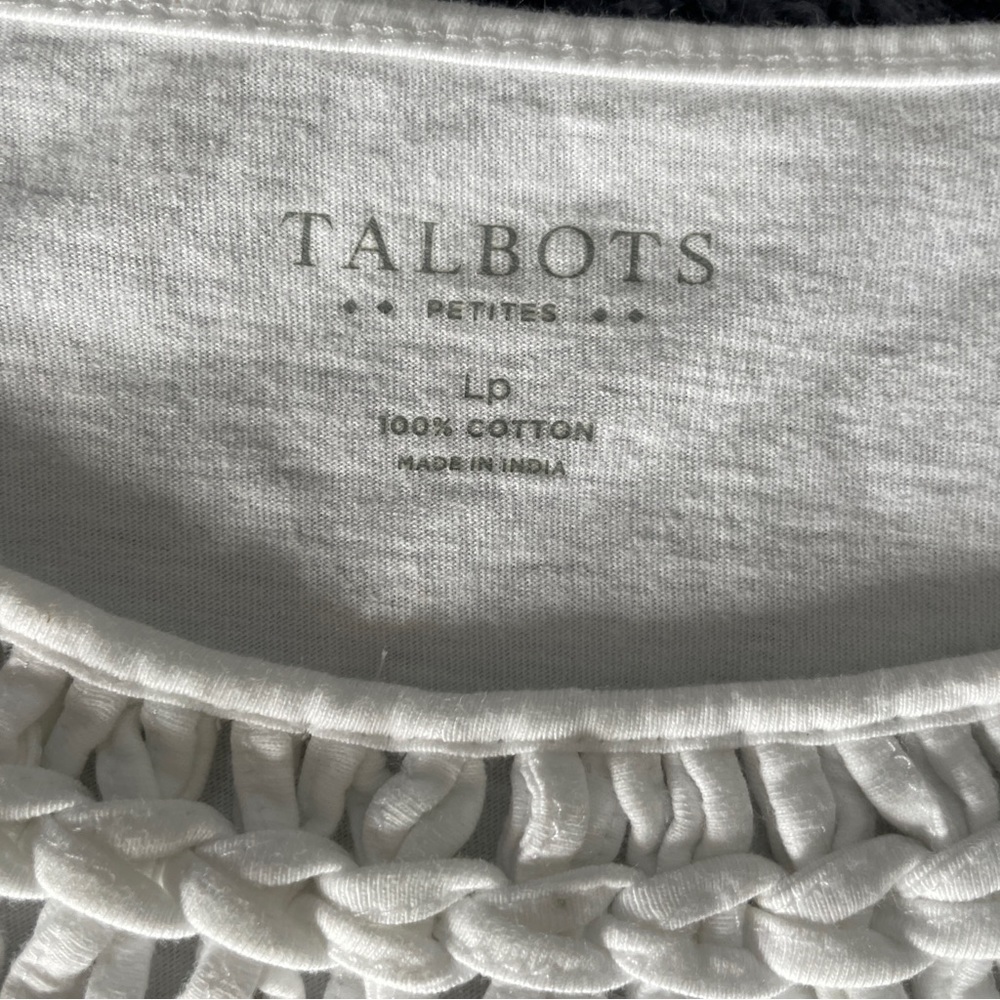 đ
șTALBOTS White Basketweave Shirt size Petite Large - Picture 3 of 4